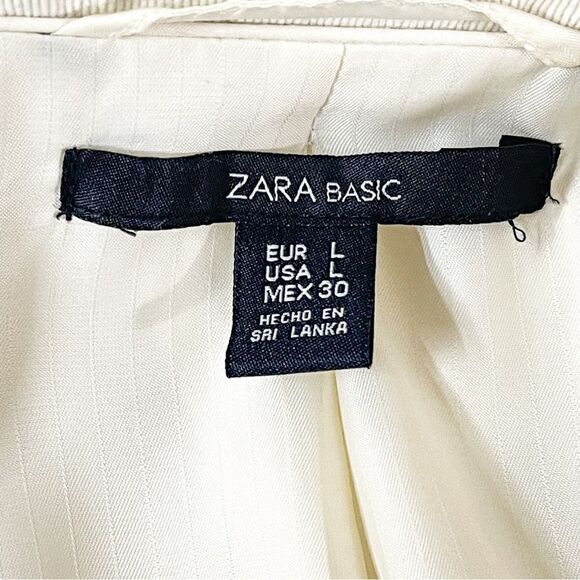 ZARA Basic Cream Corduroy Blazer Size Large | Classic Women's Jacket - Picture 5 of 8